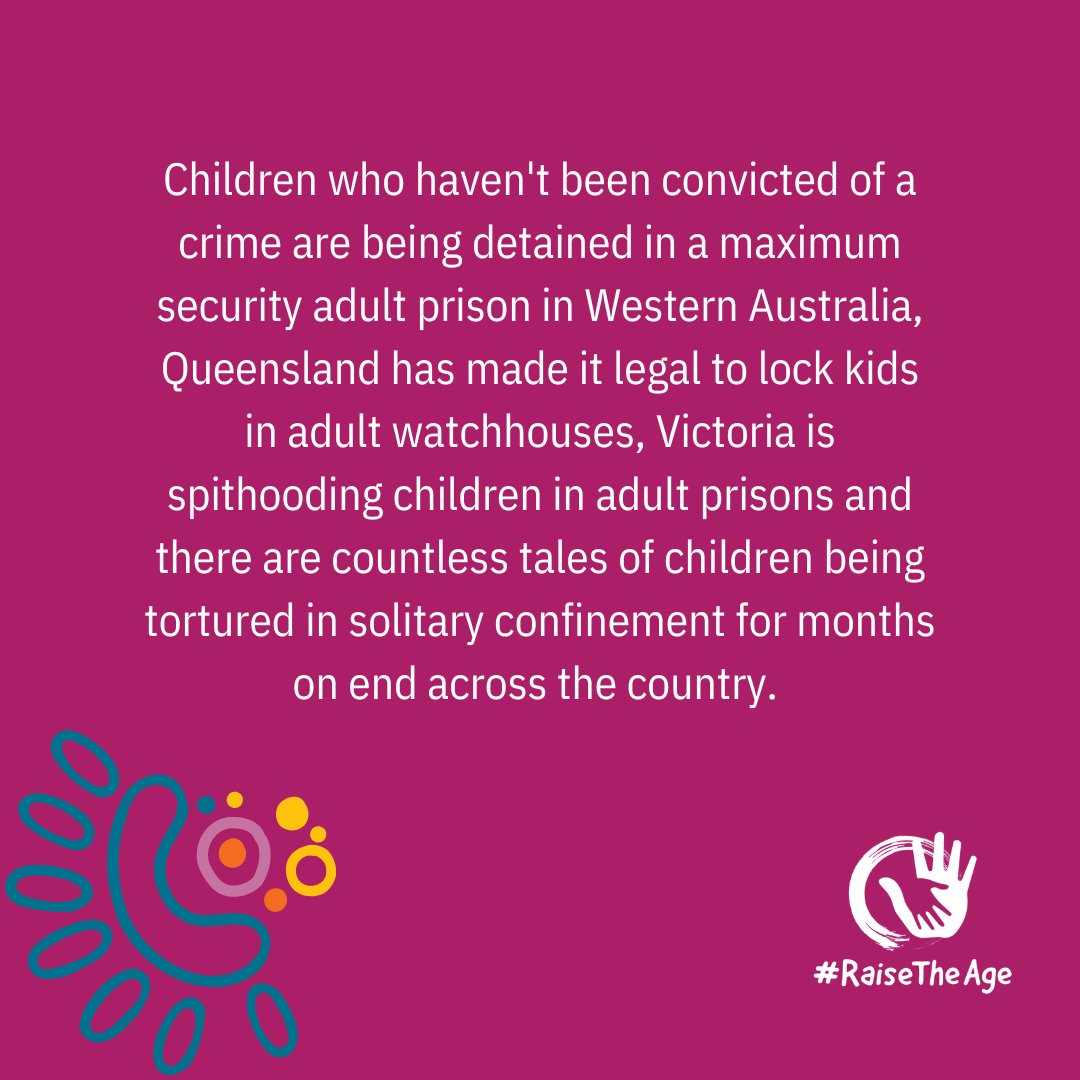 10 year old children can't get a job or join social media, but our politicians believe it's old enough to be locked away in prison. Get involved in the #RaiseTheAge Week of Action 2023 here raisetheage.org.au/take-action/ra…