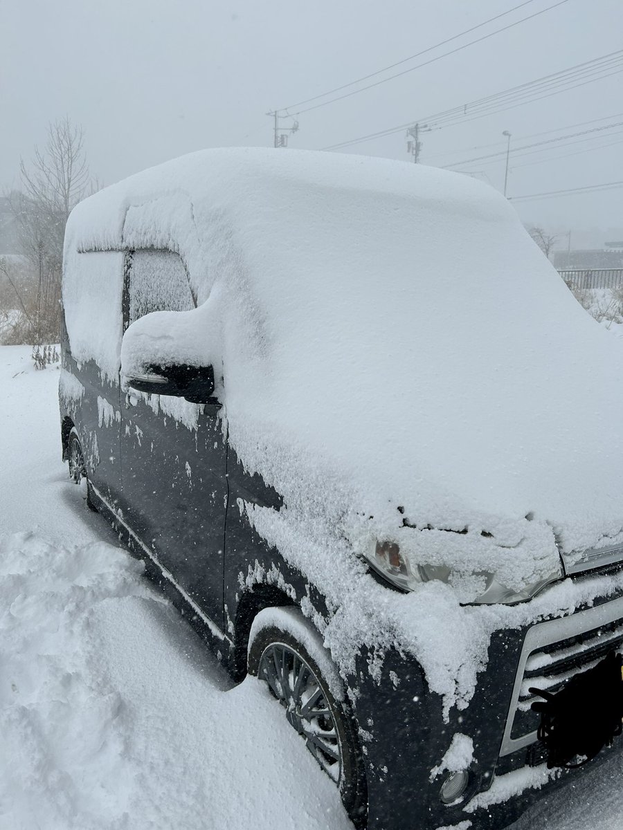 MarronMarr's tweet photo. 昨日まで雪なんて1粒も無かったじゃないかっ！！！
1晩頑張って夜勤した結果がこれか！！！

まだ夏タイヤだぞ(  ˙-˙   ) https://t.co/m8jEimBYOV