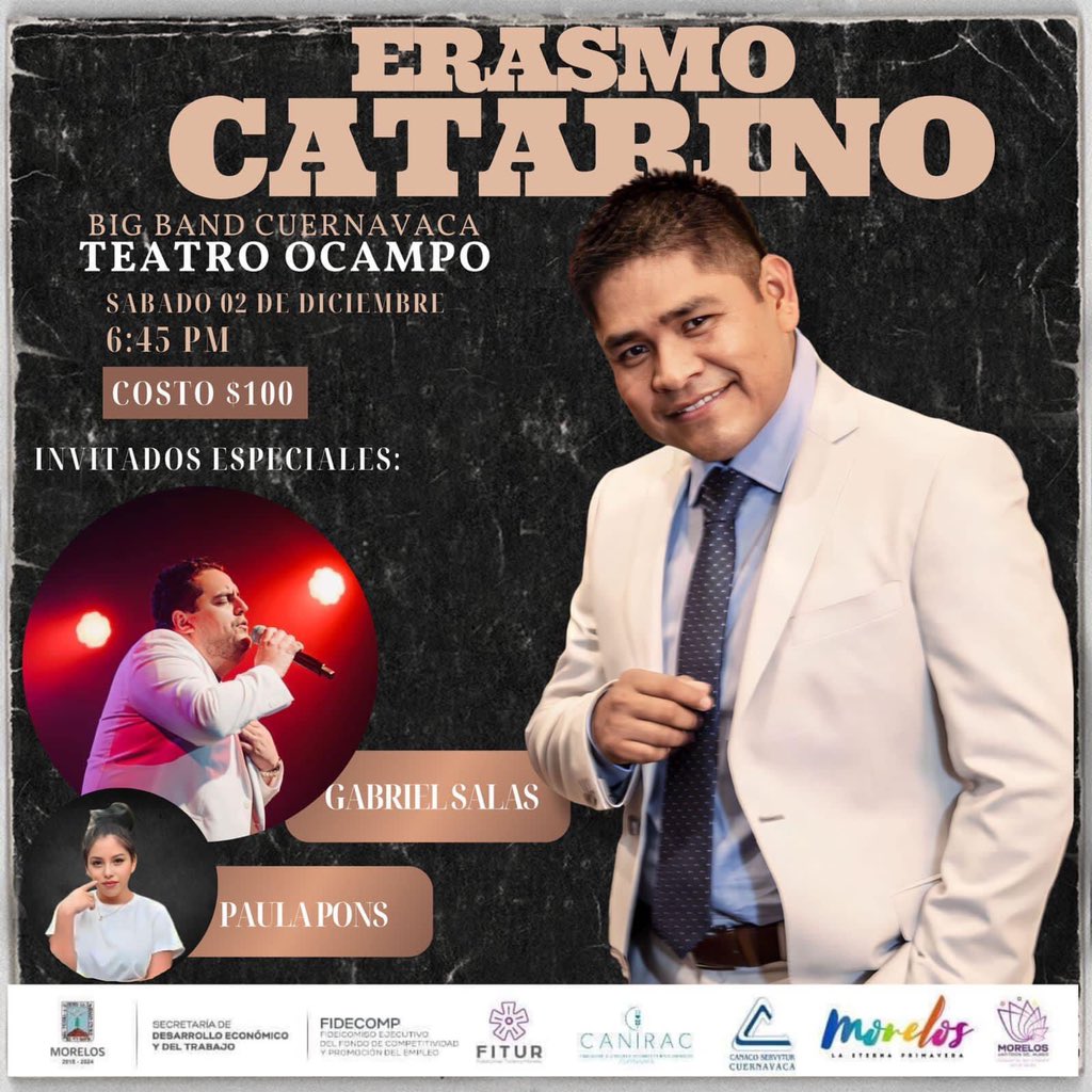 AMIGOS, DE #Cuernavaca ESTE 2 DE DIC. ACOMPÁÑENME EN EL #TeatroOcampo  NOS PASAREMOS UNA BONITA VELADA. CON GRANDES AMIGOS. #GabrielSalas #BIGBANDCUERNAVACA #SaborEsMorelos #PaulaPons Canirac #Morelos <a href="/saboresmorelos/">Sabor es Morelos</a>