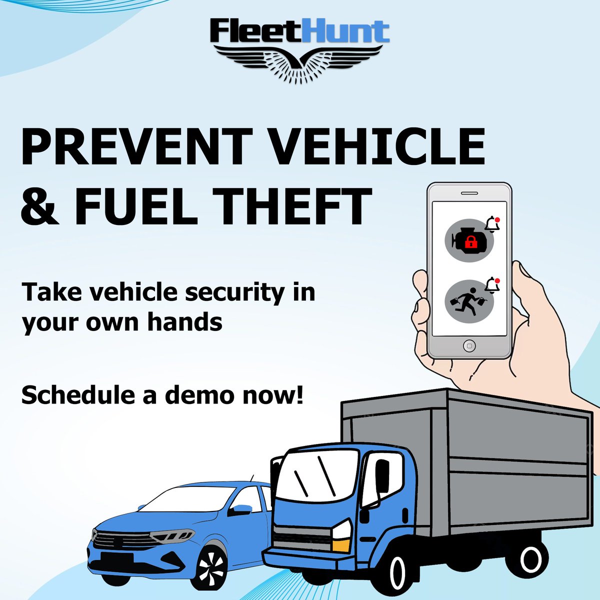 Fleethunt1's tweet photo. Schedule a demo now! 

Learn more: https://t.co/zza5izzBlR
Email us at: info@fleethunt.ph 

#GPS #FleetManagementSolution #LiveTracking #Reports #HistoryPlayback #FuelMonitoring #TemperatureSensor #Events #FleetHuntPH #Philippines #Nationwide https://t.co/vFUTdfgEdq