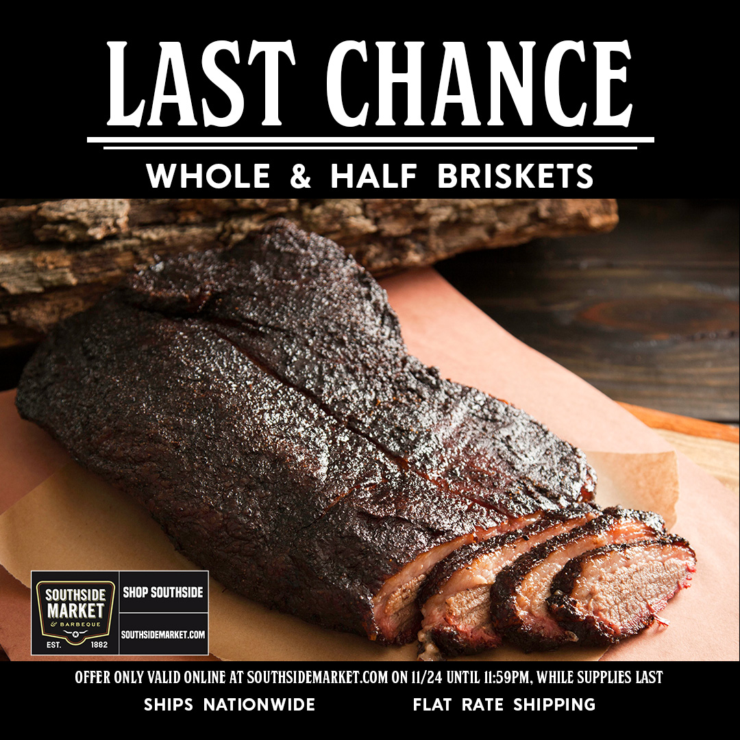 ⏰ Last Call for BBQ Bliss! Only a few hours left to snag sizzlin' savings on our whole and half briskets! 🔥 Don't let this deal pass you by - order online and save big before the clock strikes 11:59pm CST tonight! southsidemarket.com/products/smoke… #BlackFriday #TasteTheTradition