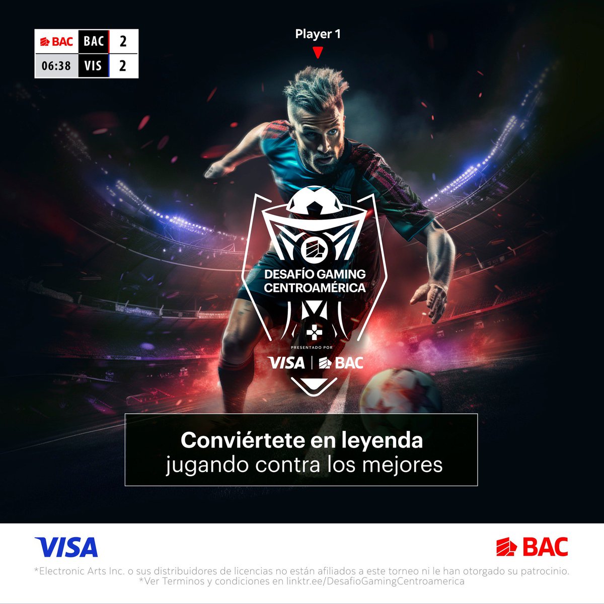 🎮💥 Conviértete en una leyenda jugando contra los mejores en el Torneo de FC24 Desafío Gaming Centroamérica presentado por VISA y BAC, una emocionante competencia que reúne a los amantes del fútbol y los videojuegos ✨INSCRIBETE baccredomatic.info/9244