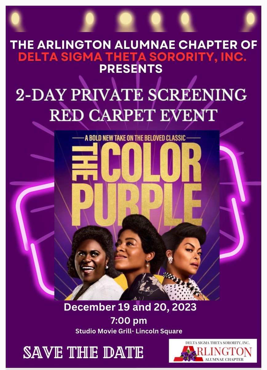AATXDST's tweet photo. Roll out the red carpet because something glamorous is on the horizon! Save the date for our upcoming 2-Day Private Screening Red Carpet Event “The Color Purple!”*This event is open to the public* https://t.co/uYKTOQMtzi