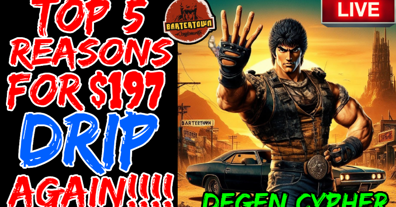 BartertownC's tweet photo. DRIP NETWORK TOP 5 REASONS FOR DRIP ALL TIME HIGH AGAIN!! #DEGENCYPHER
@dripcommunity