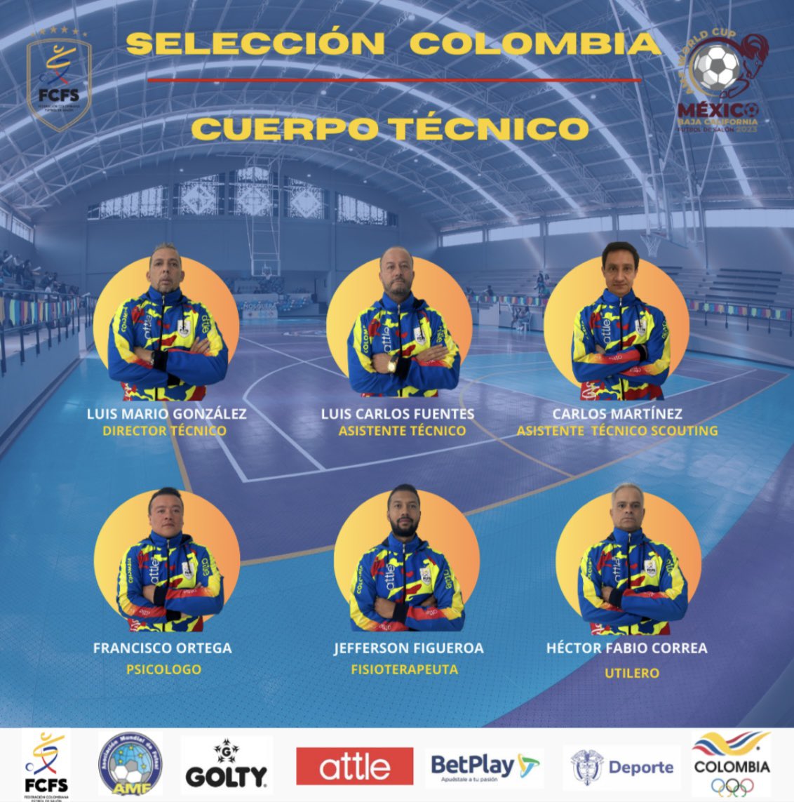 Fecolfutsalon's tweet photo. Este es el grupo de deportistas y cuerpo técnico que nos representará en el Campeonato Mundial de México 2023 desde el próximo 28 de noviembre 🇨🇴. https://t.co/Ie3qdvHXih