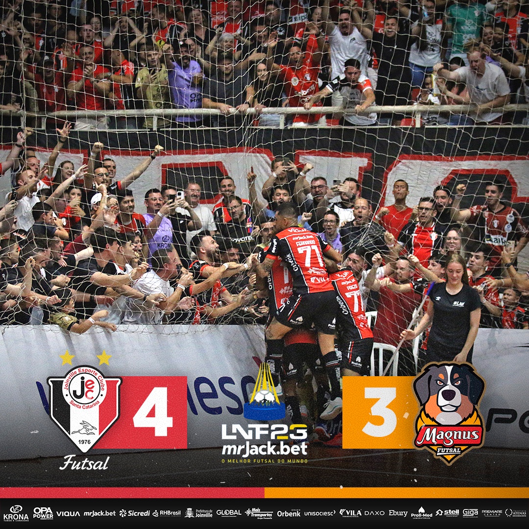 jecfutsal's tweet photo. 🔥 NOS BRAÇOS DA NOSSA TORCIDA, VENCEMOS!

Pelo jogo de ida da semifinal da LNF 2023, ganhamos do Magnus por 4x3, com gols de Renatinho, Willian, Roni e Fernando.

Novamente agradecer essa torcida maravilhosa que proporcionou um verdadeiro espetáculo aos amantes de futsal. ⚫️⚪️🔴 https://t.co/xusrjYjMYn