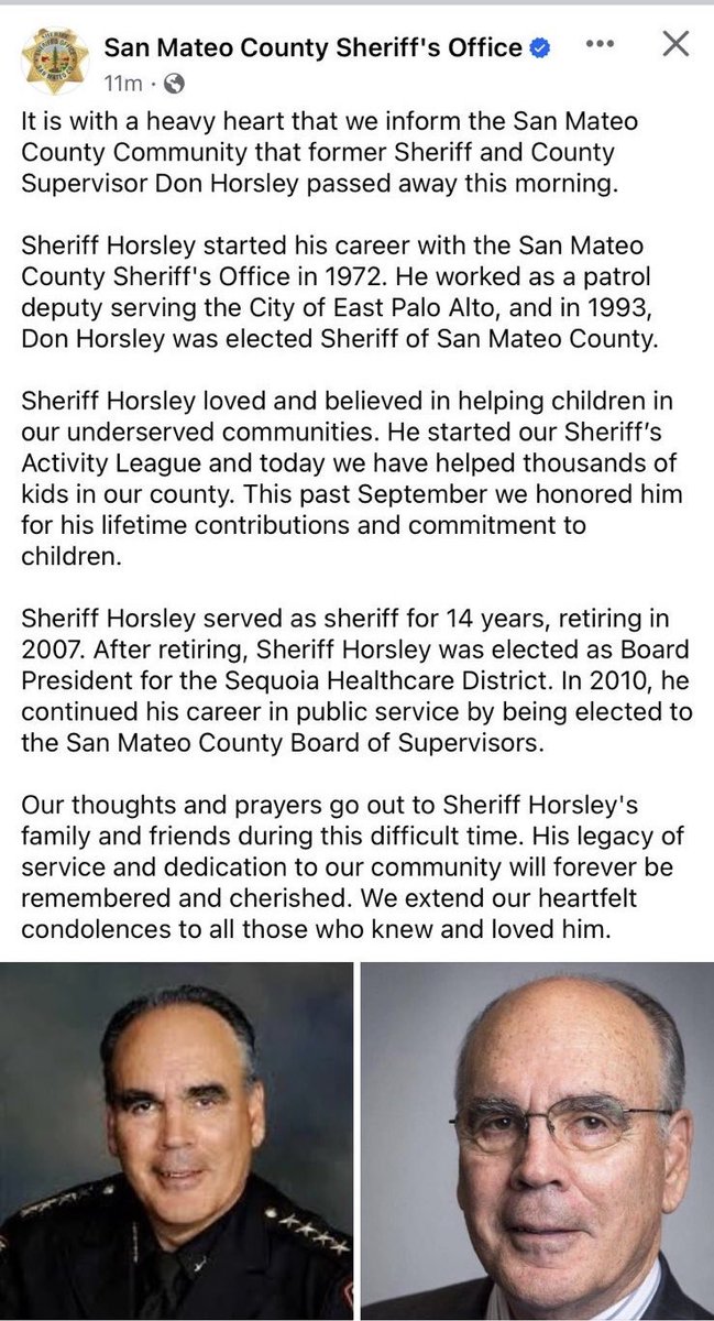 This is a very sad day for San Mateo County. Don Horsley was a remarkable man and a tireless public servant who always focused on helping the underserved. He was always there with advice (spend more time on the Coastside!), but was never pushy. I’m going to miss him.