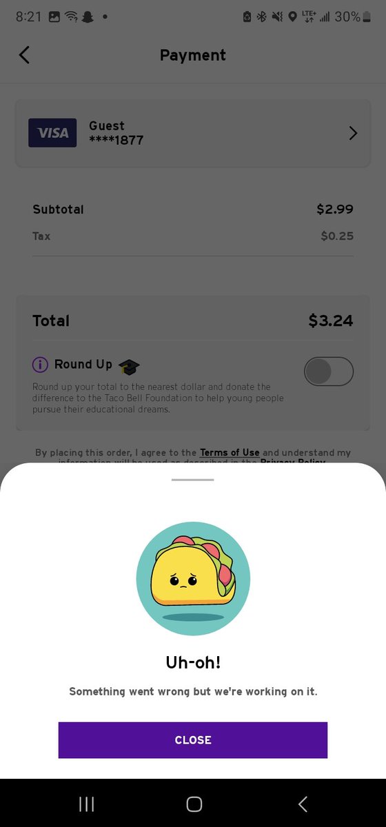 tawee06's tweet photo. @tacobell super disappointed with your customer service,  how can we order an online exclusive if your system doesn't work? Then the employees at the store act like they can't make it. This was my second attempt trying to order in the line so I could show them. 😡😡😡 https://t.co/j2VDEQi58P