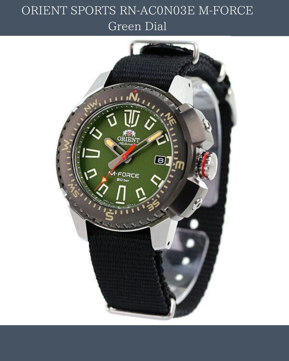 solidstorejapan's tweet photo. 【ORIENT SPORTS RN-AC0N03E M-FORCE Green Dial】

#ORIENT #SPORTS #RNAC0N03E #MFORCE #MechanicalAutomatic #GreenDial
#watches #wristwatch #watchaddict #luxurywatches #japanesewatch
#ebay #ebaystore #ebayseller #ebaywatches https://t.co/7umF1b7Spn