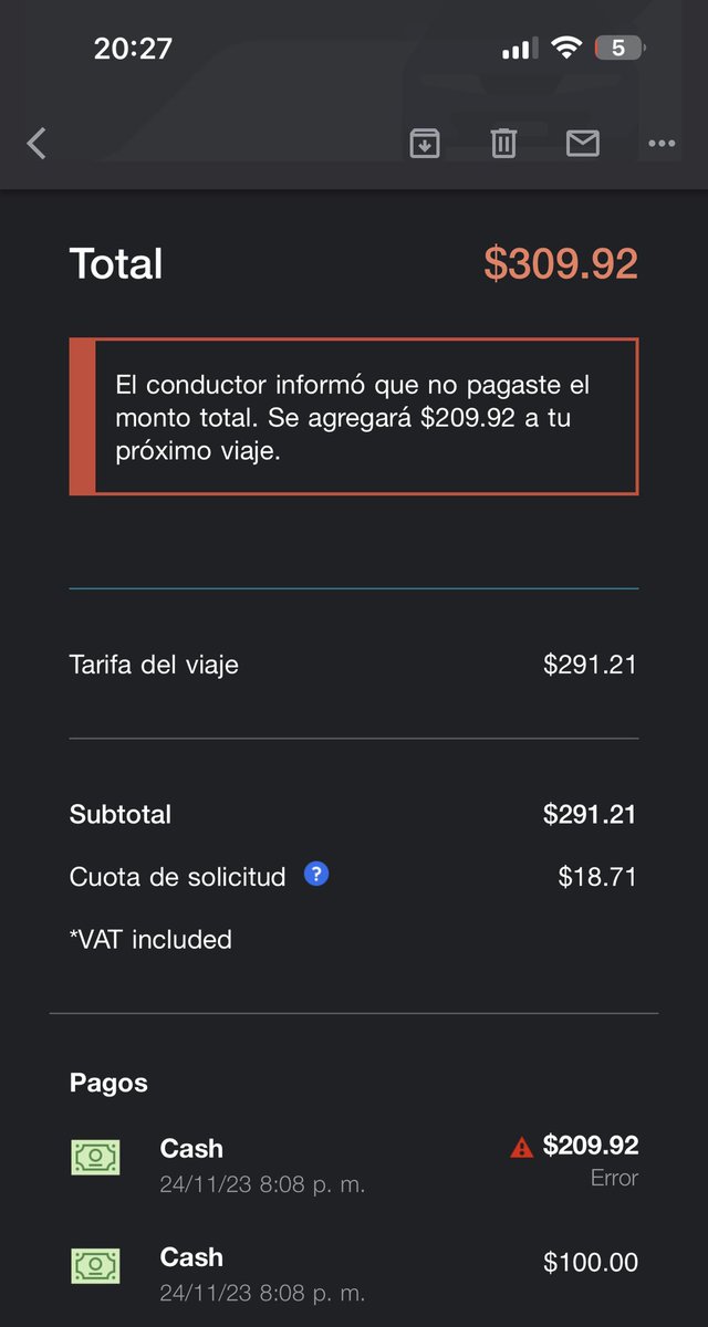 viktnt's tweet image. ¿Qué pasó? @Uber_MEX @Uber @Uber_Support @Profeco @LaSEMOVI 
Por qué me van a cobrar $210 extra si pague $320 exactos por el viaje.
Resuelvan o jamás volveré a usar su ratera plataforma 😡
#uberroba