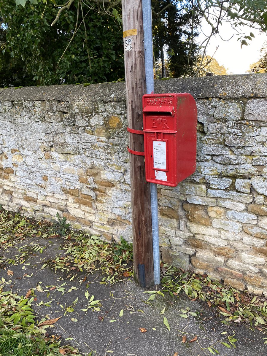 This little postbox was found abandoned as a baby in the wild, & has since been adopted by this kindly telegraph pole, to which it clings lovingly. The postbox is happy & settled now, & learning to take letters, but as you can see it is still terrified of leaves. #PostboxSaturday
