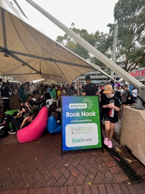 Thanks to @booktopia for providing books and tote bags and Teen Breathe Magazine for providing magazines for the SpecFest Book Nook and for entrants of the Booktopia book mark competition. Shortlisted entrants on FB. #SpecFest #BookNook #SchoolsSpectacular #Booktopia #TeenBreathe