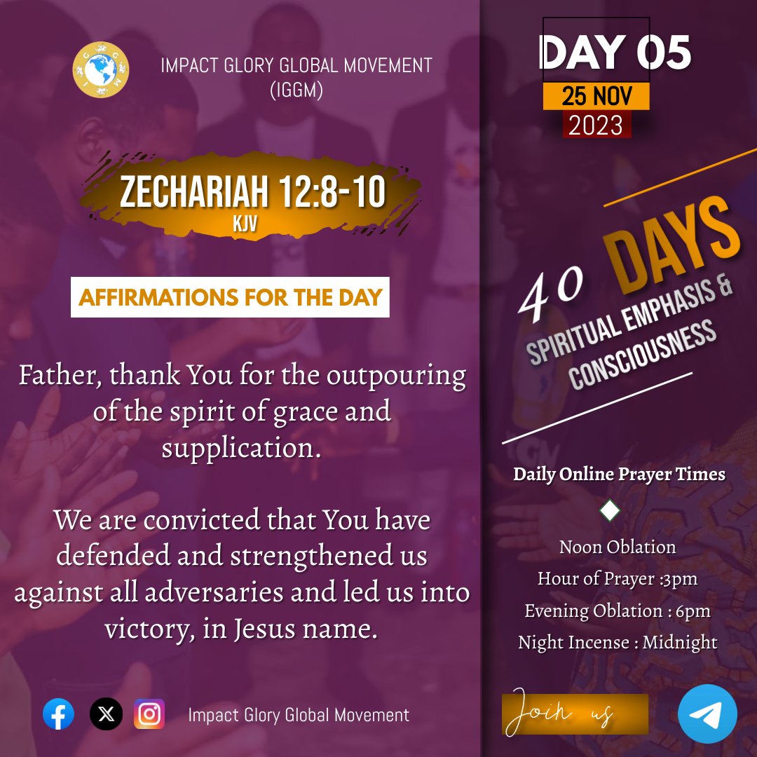Impact_GGM's tweet photo. Hail, people of God.

The experience gets better with each day. The glory of God intensifies over us by day.

We give Jesus all the glory for Day 5 of the 40SEC 

Join us in worship and prayer on Telegram via https://t.co/xDgle7yxB9

#40SEC
#HailIGGM
#Day5 https://t.co/ACRHzIM80o