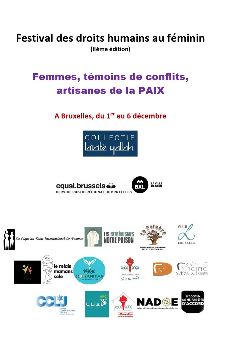 Le 1 décembre s'ouvre notre Festival des droits humains au féminin avec 1 rencontre réunissant <a href="/BenjBeeckmans/">Benjamin Beeckmans</a>, président <a href="/CCLJ_BE/">CCLJ</a>, Danielle Perez, D'accord de ne pas être d'accord, <a href="/SamTouzani/">Touzani Sam</a> pour 1 échange autour du nécessaire dialogue entre Arabes et Juifs. cc <a href="/PhilippeClose/">Philippe Close</a>
