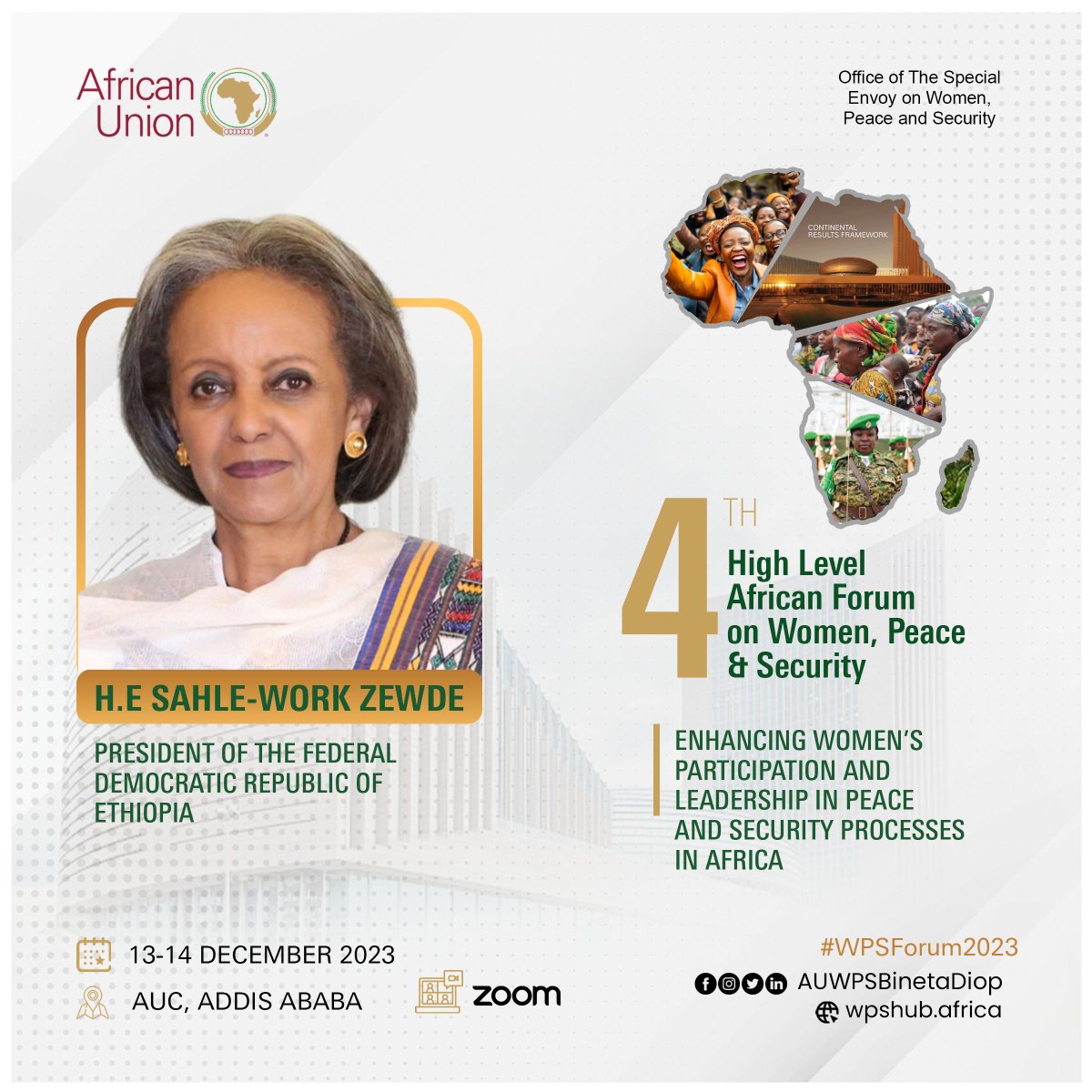 BinetaDOfficial's tweet photo. H.E Sahle Work Zewde, @POEthiopia, is saying "our demands &amp; actions are for women to have their places in peace processes, mediations, negotiations, and implementations. Without their perspective, we cannot expect a lasting peace"
🗣️What are you saying?

#WPSForum2023 https://t.co/LY92Wf6ciG