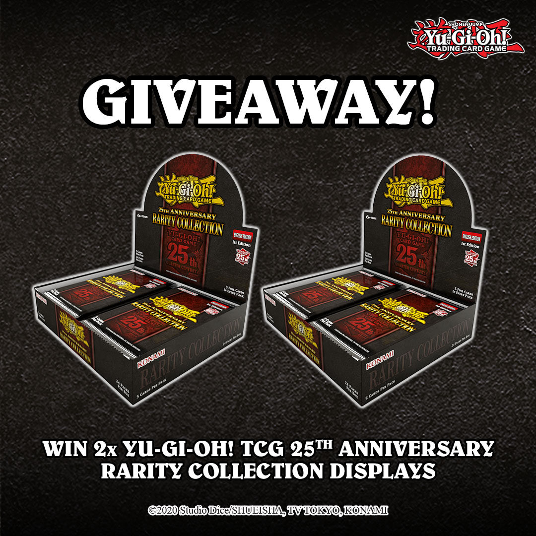 #WIN 2x Yu-Gi-Oh! TCG 25th Anniversary Rarity Collection Displays! 🎉

To enter:
📬 Repost this
🤝 Tag a friend
💫 Follow us!

T&amp;Cs apply 👉 bit.ly/3gm66Mx 
Ends: 11:59am GMT 04/12/23