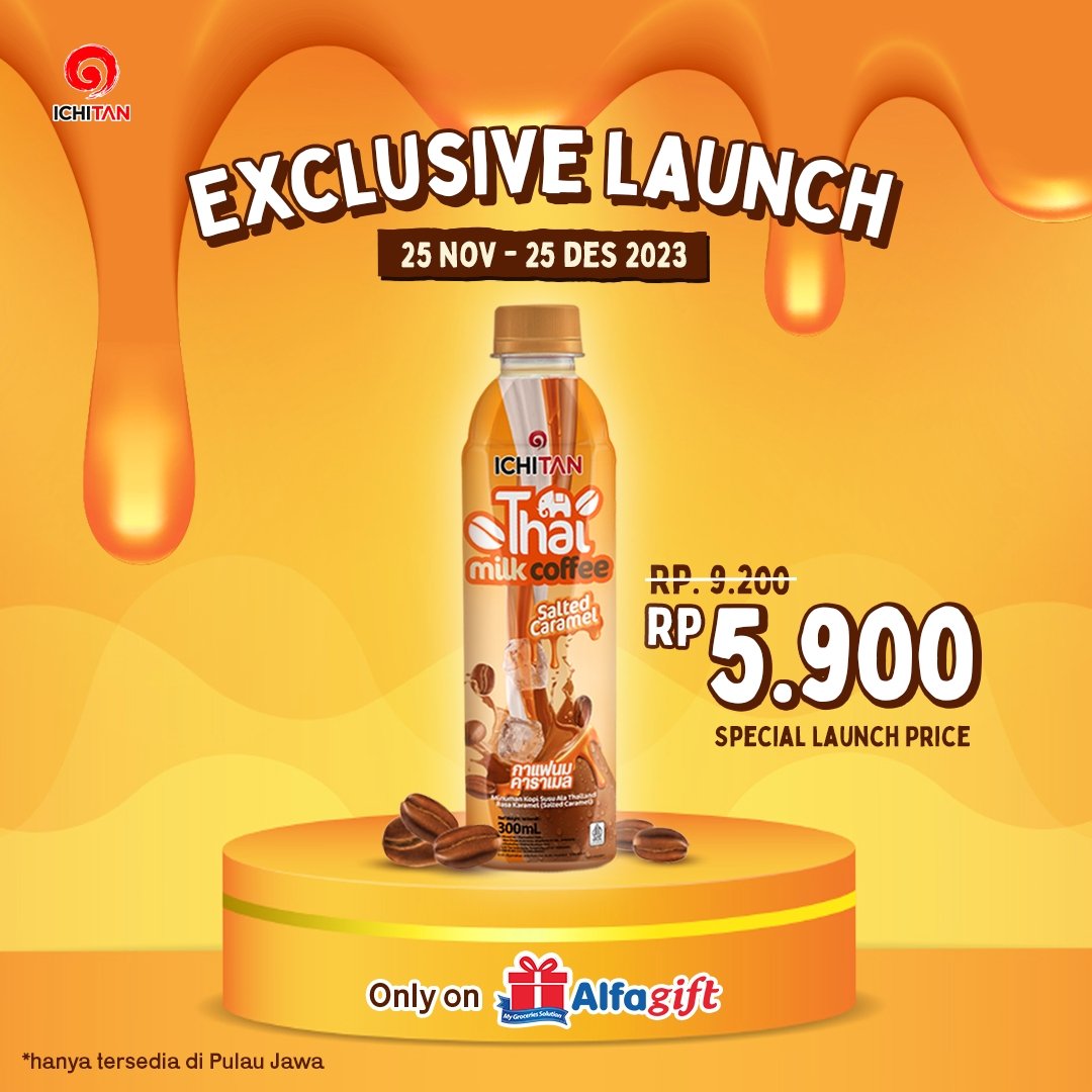Ichitanindo's tweet photo. Exclusive Launch Ichitan Thai Milk Coffee Salted Caramel, hanya di @alfagift_idn

Dari tanggal 25 November - 25 Desember 2023, kalian bisa nyobain Ichitan Thai Milk Coffee Salted Caramel cuma Rp.5,900 cuma di @alfagift_idn https://t.co/wQafXpdx4o