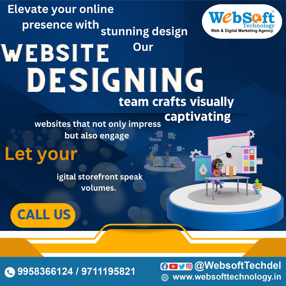 WebsoftTechDel's tweet photo. Elevate your online presence with stunning design! 🌐✨ Our Website Designing team crafts visually captivating websites that not only impress but also engage. 🚀 💻✨ #WebsiteDesign #DigitalTransformation #WebDevelopment #UserExperience #OnlineSuccess https://t.co/el5FyNeK8E