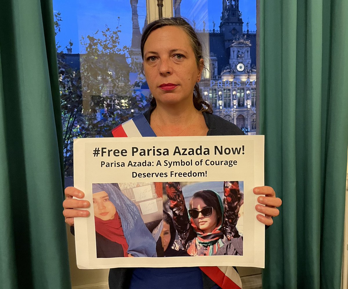 g_garrigos's tweet photo. #Afghanistan @leafiloche adjointe à la Maire de @paris demande la libération immédiate de #ParisaAzada defenseure des droits des 🚺 détenue arbitrairement par les #Talibans Défendre les droits humains n’est pas un crime #FreeParisaAzada @ONUFemmes @AnisaPashai @RachidaElAzzz https://t.co/1NBoj1uL8r