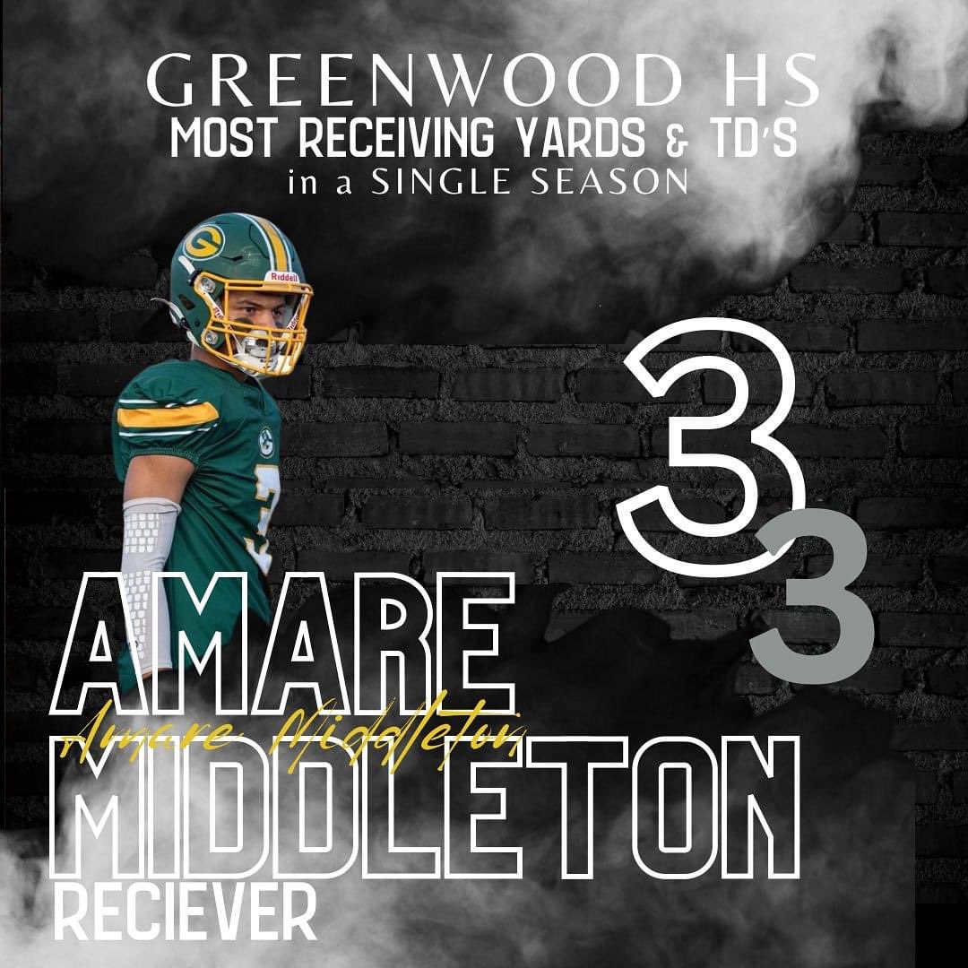 coachboser's tweet photo. Greenwood High School Most Receiving yards & Touchdowns in a game & Season… Senior, Amare Middleton
Game: vs. Seymour 236 yards & 3 TD’s
2023 Season: 1013 yards & 11 TD’s
@WoodmenFootball @DailyJournalNet
#fueledthefire https://t.co/vIMvoEKcAl