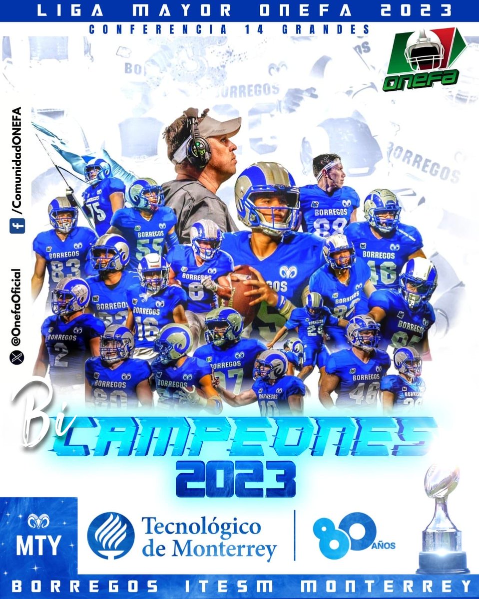 OnefaOficial's tweet photo. Felicidades a los Borregos Salvajes ITESM Monterrey 🏆 Campeones en la Conferencia de los 14 Grandes 🏈 https://t.co/ykYts6V3ja