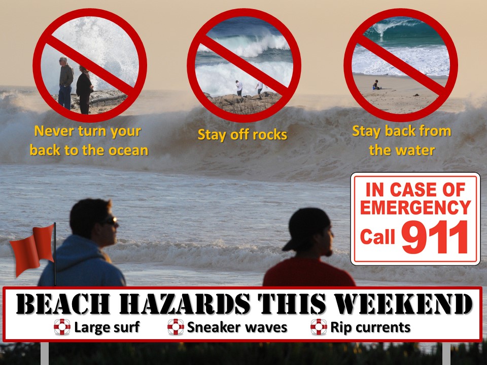 🌊ICYMI: Beach Hazard Remains in effect this weekend for area beaches.  Weather will be pleasant, but please use caution if you're headed to the beach.  Never turn your back to the ocean... #cawx