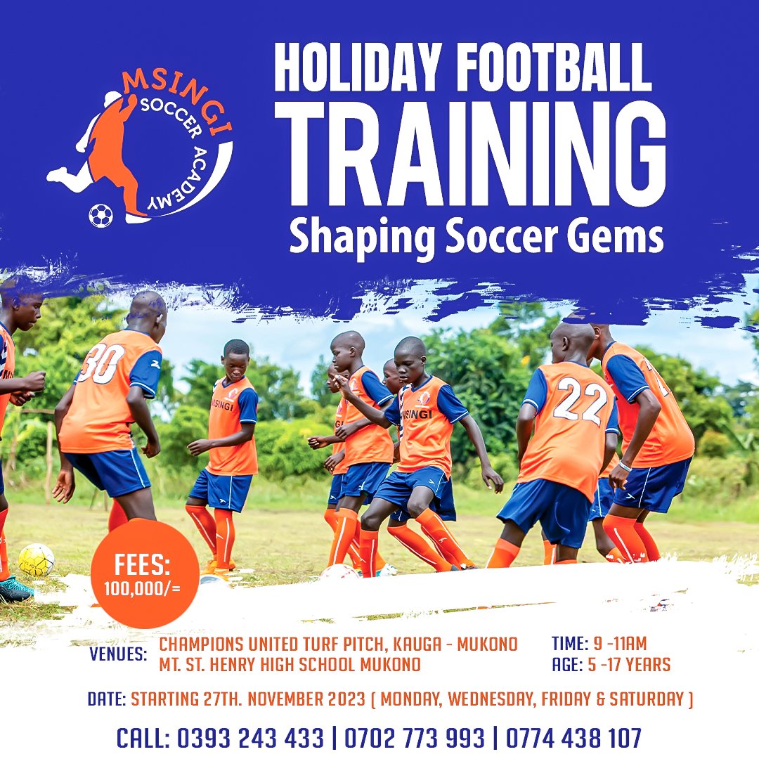 People in/around Mukono and Sseta Please join us this holiday starting on Monday 27th Nov. 2023 We provide a knowledge-led training environment for all our players.
