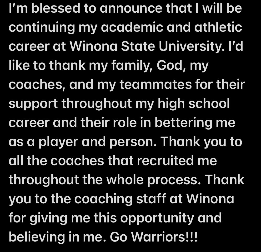 Committed!!! <a href="/WinonaState_FB/">Winona State Football</a> <a href="/Coach_Bergy/">Brian Bergstrom</a> <a href="/Coach_Spencer11/">Spencer Erickson</a> <a href="/CoachMFair/">Mitch Fair</a> <a href="/FBCoachBailey/">Justin Bailey</a> <a href="/IsaacFruechte14/">Isaac Fruechte</a> <a href="/Coach_Curtin_1/">Brian Curtin</a> <a href="/TrevorOlson62/">Trevor Olson</a>