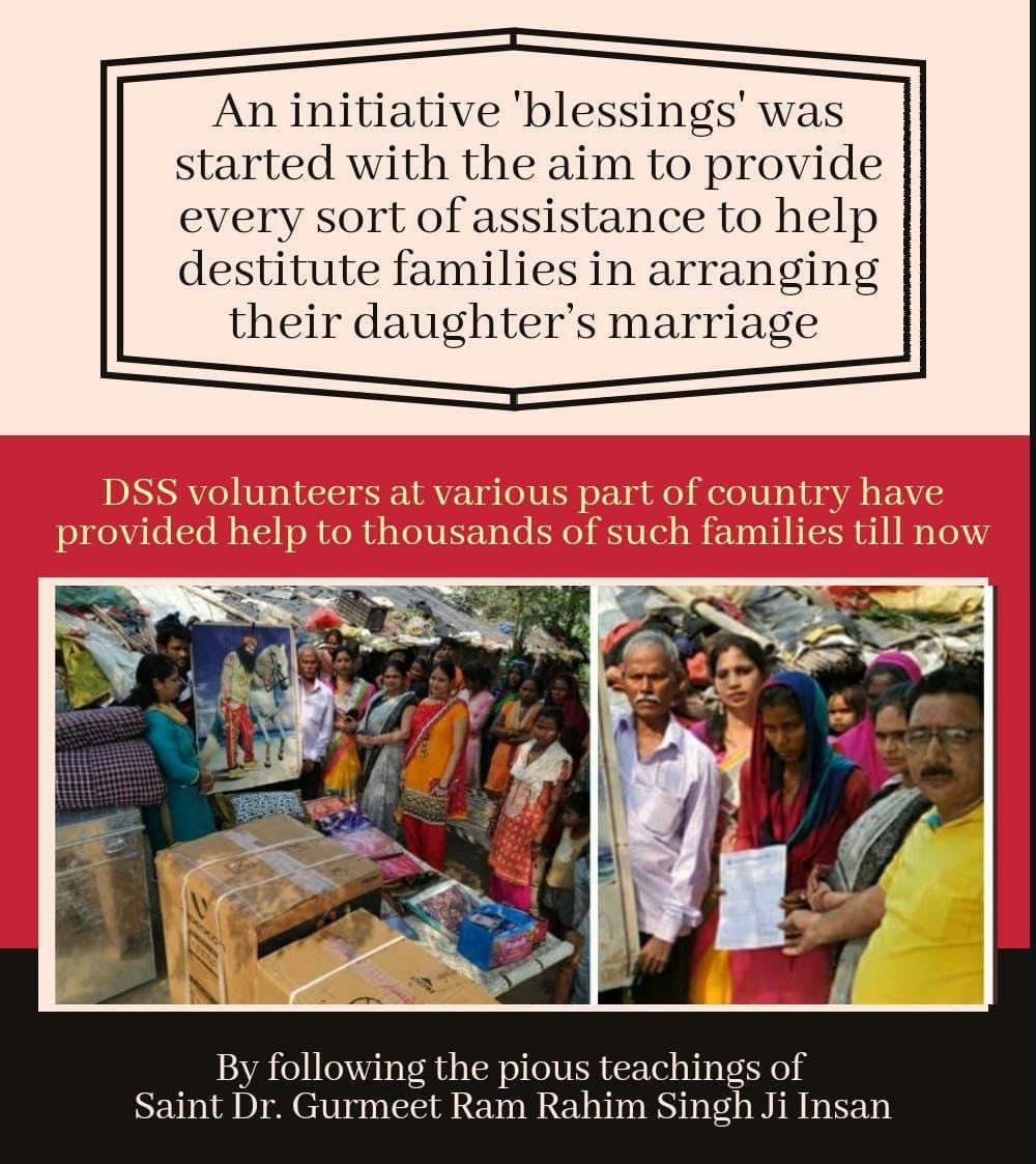Neeru56332124's tweet photo. As Dera Sacha Sauda is working for the well being of society. Helping economical weaker girls in their marriages is one of welfare work done by them under the initiative #Aashirwad initiated by Saint Ram Rahim Ji &amp; giving blessings to those girls !! #SaturdayVibes https://t.co/ebNkwNvZy4