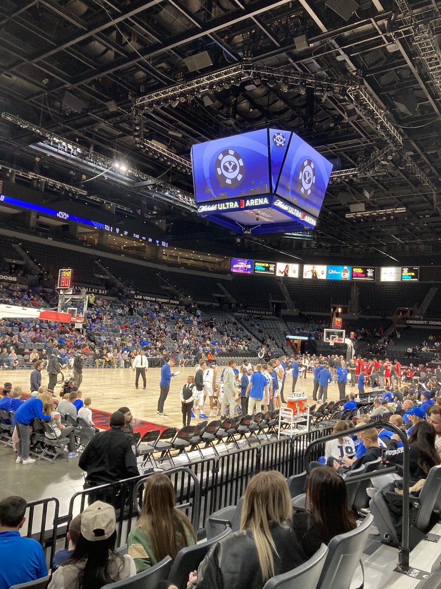 ShawnHallz's tweet photo. BYU logo on a poker chip at tonight’s @BYUMBB game. Bruce R. McConkie be rolling in his grave right now. https://t.co/rUrc9fNB8Y