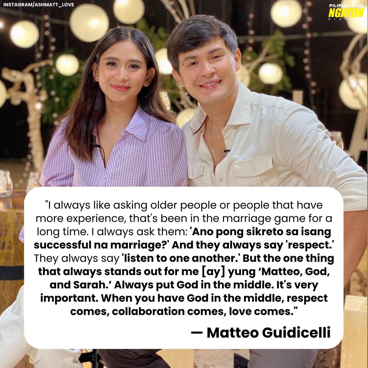 psngayondigital's tweet photo. ‘ALWAYS PUT GOD IN THE MIDDLE’

Ito ang naging sagot ni Matteo Guidicelli matapos mapag-usapan sa “Fast Talk with Boy Abunda” ang patungkol sa married life nila ng asawang si Sarah Geronimo. https://t.co/epWjuhaSWV