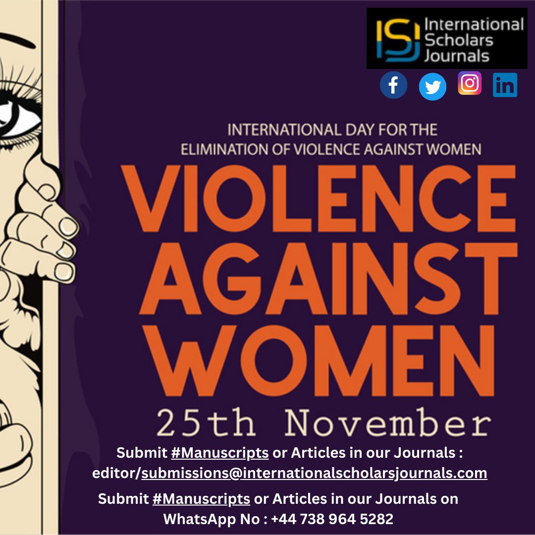 🌍Join us in raising awareness on the International Day for the Elimination of Violence Against Women!🚺💪 Let your voice be heard through impactful articles in our upcoming issues. 📝🔗
#EndViolence #PublishWithPurpose #oriele #EndViolenceAgainstWomen #CallForArticles