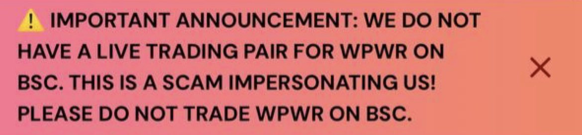 IMPORTANT ANNOUNCEMENT: 

MaxxChain does NOT have any live trading pairs for wPWR/wBNB on Binance Smart Chain/PancakeSwap - THIS IS LIKELY A SCAM. 

There are several fake telegram groups and copycat websites so please be safe and ensure you are on official #MaxxChain socials.