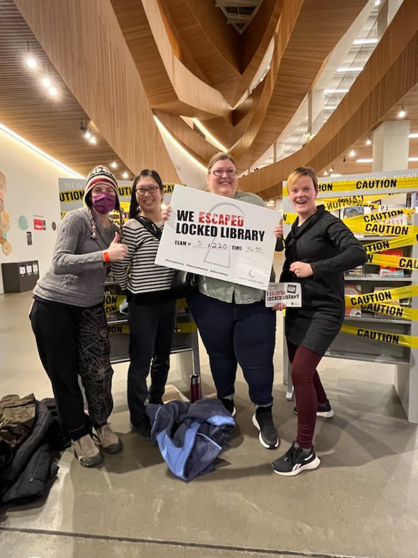 TheresaYYC's tweet photo. I loved Locked Libraries!! @LibraryFdnYYC #lockedlibrary #libraryafterdark #interstellarrainbows https://t.co/pc5lQVL9nT