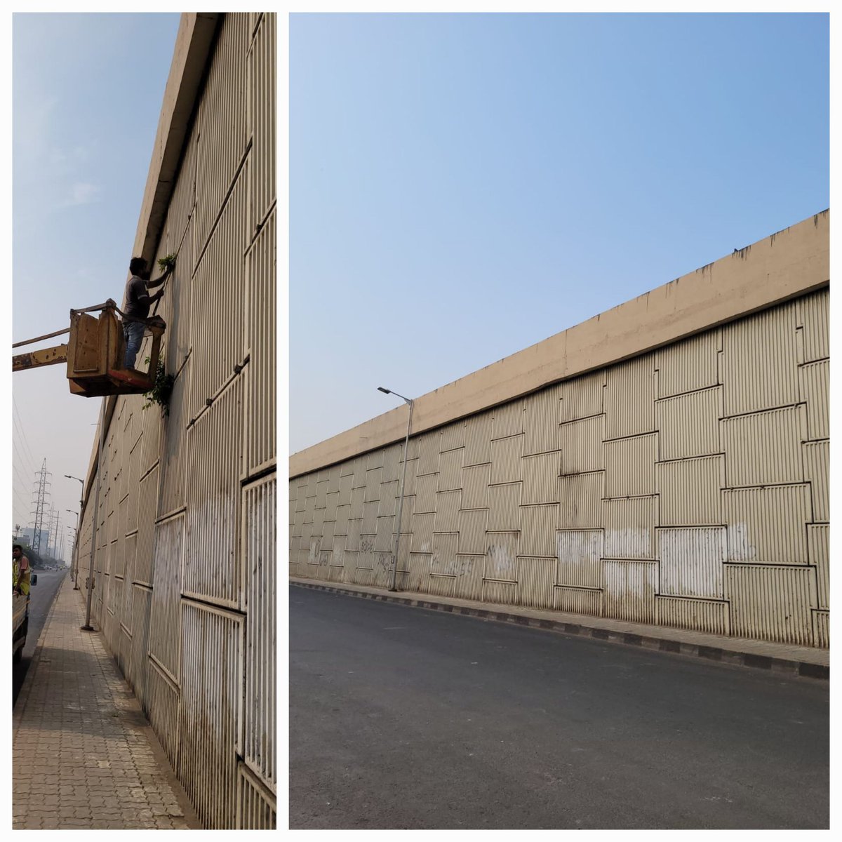 Before and after pics of Iskon cross road bridge where a hydraulic van used to remove a weed tree from bridge side wall by <a href="/AmdavadAMC/">Amdavad Municipal Corporation</a>
Team 
#SwachhataHiSeva
#CleanAmdavad
#MyCityMyPride
#SwachhAmdabad
#CleanGujarat
#SBM2023