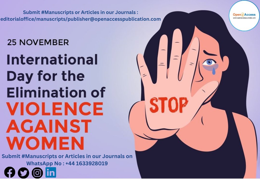 🌍Join us in raising awareness on the International Day for the Elimination of Violence Against Women! 🚺💪 Let your voice be heard through impactful articles in our upcoming issues. 📝🔗
#EndViolence #PublishWithPurpose #oriele #EndViolenceAgainstWomen #CallForArticles #Health