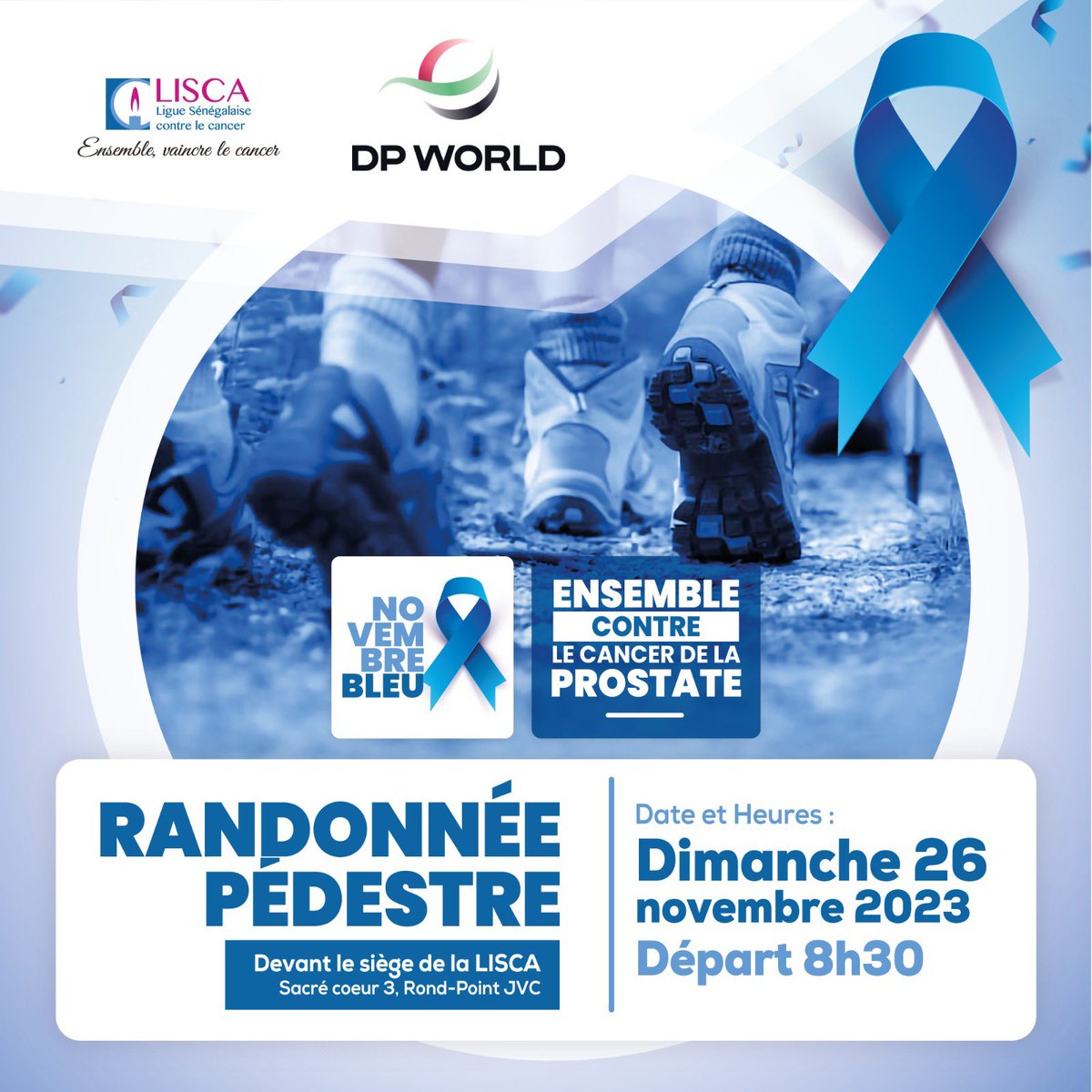 Après Octobre Rose, vient Novembre Bleu💙 La Ligue Sénégalaise contre le Cancer (lisca : @lisca_sn) vous convie à la randonnée pédestre qu’elle organise, ce Dimanche 26 Novembre, dans le cadre de la campagne novembre bleu, pour la lutte contre le cancer de la prostate. #RT 🙏🏾