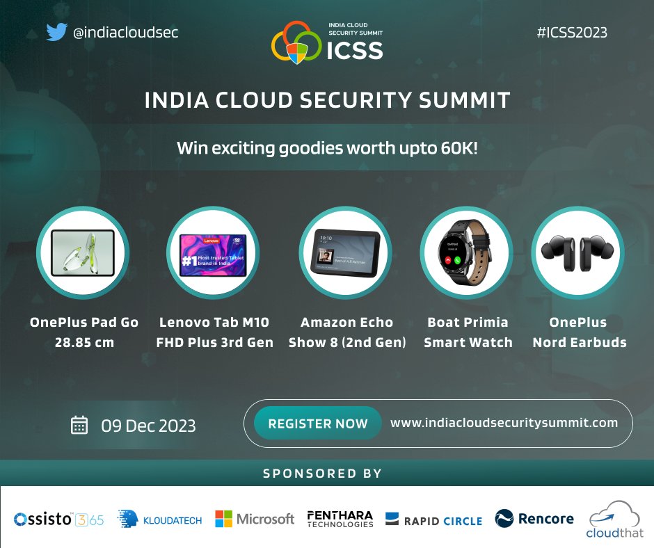 Penthara's tweet image. 🎖️ Show off your quiz skills at ICSS2023! Join a fun-filled day of learning and networking. Grab the chance to win prizes and glory! Don’t miss this amazing opportunity! Register now here: m365event.com

#icss2023 #icss  #cloudsecurity #cybersecurity #pentharagalaxy