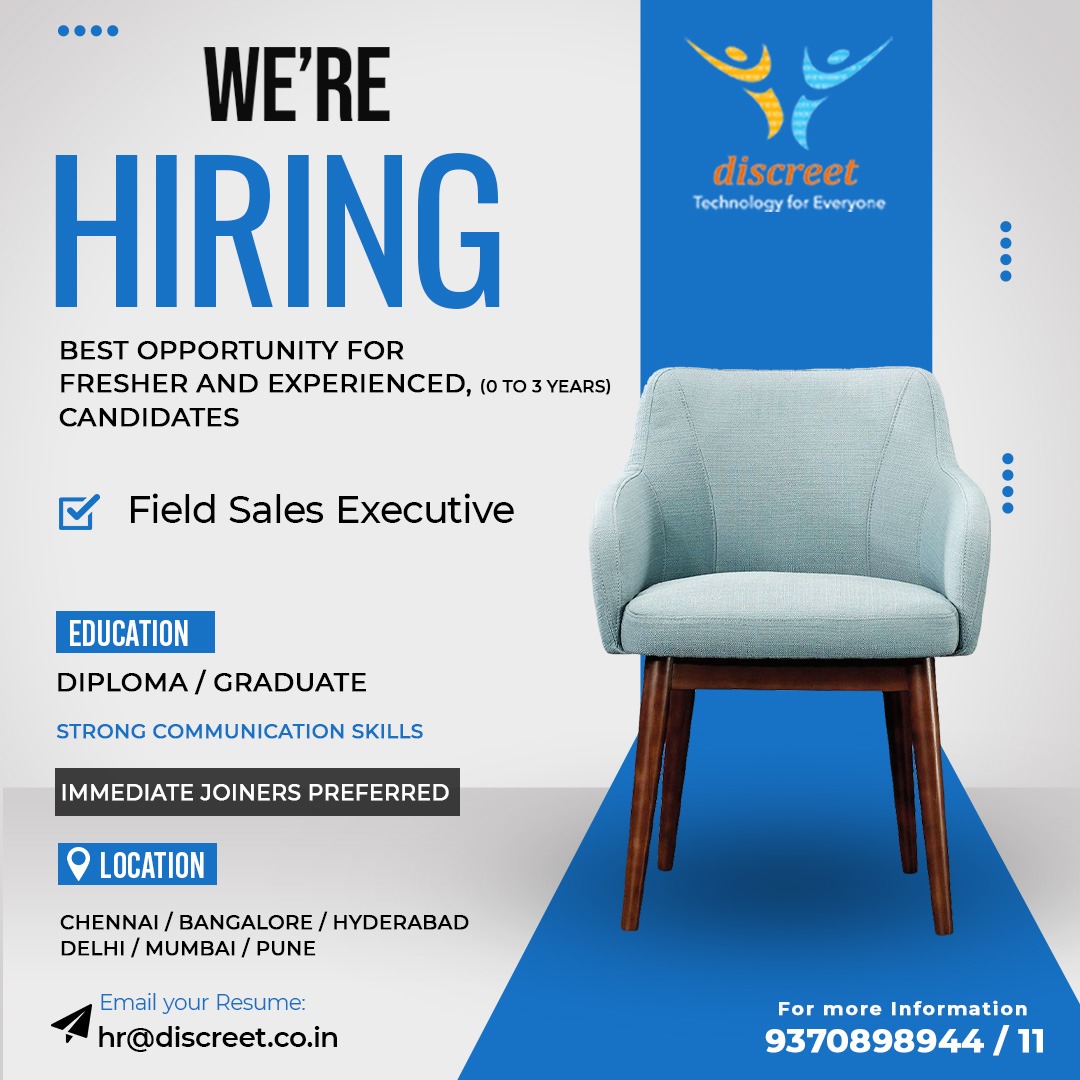 onetouchind's tweet photo. "Looking for a new challenge? We are hiring Field Sales Executives for Chennai, Bangalore, Hyderabad, Delhi, Mumbai, and Pune."

Join our team today!! https://t.co/oEwxu71lg1