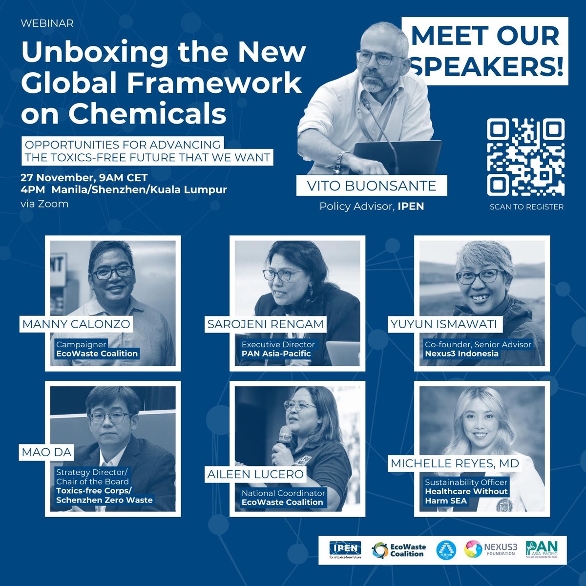The “Unboxing the New Global Framework on Chemicals: Opportunities for Advancing the Toxics-Free Future that We Want” webinar is Monday 27 Nov. at 9am CET / 4pm Manila Register: tinyurl.com/newGCF2023 or scan the QR Code. @ewcoalition @FokusNexus3 @PANAsiaPacific @hcwhasia