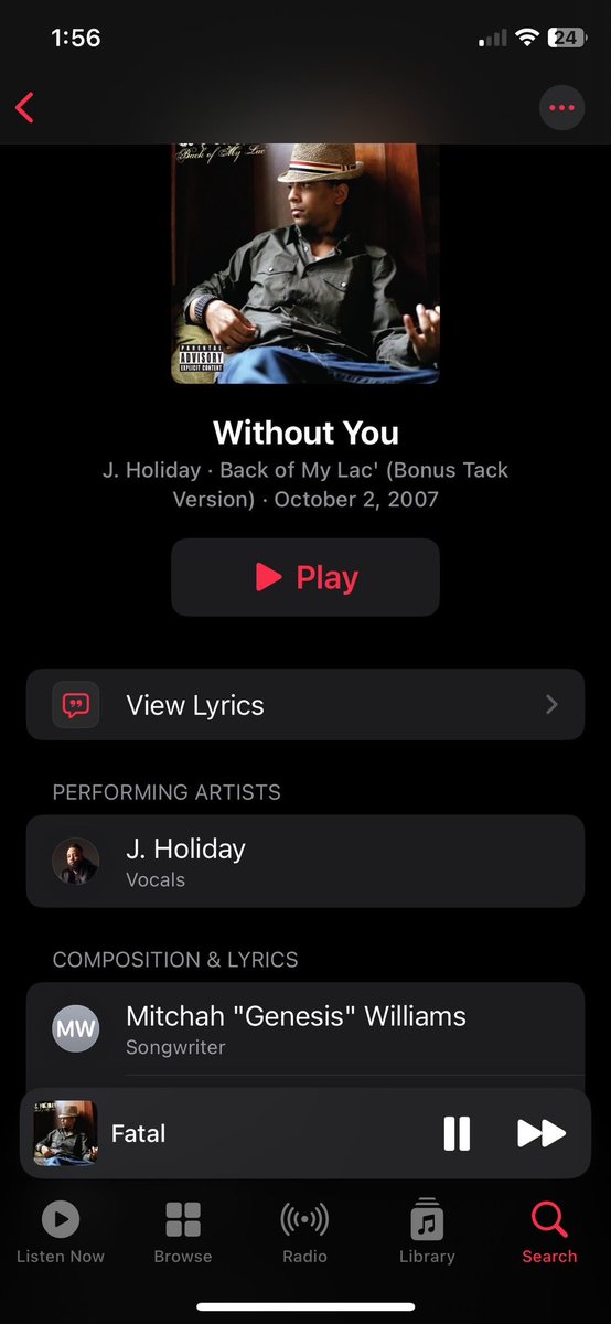 GCODEGFB's tweet photo. My first placement. @KingJHoliday’s debut album. Certified Platinum. Grammy nominated. #1 on @billboard R&amp;B. 🙏🏿 #gcodegfb https://t.co/bPgwnqaJwc
