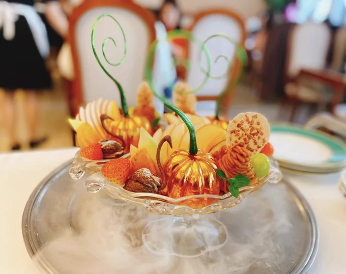 山の上ホテル来れて嬉しい!とてもよかった…カボチャのプリンアラモード食べれて幸