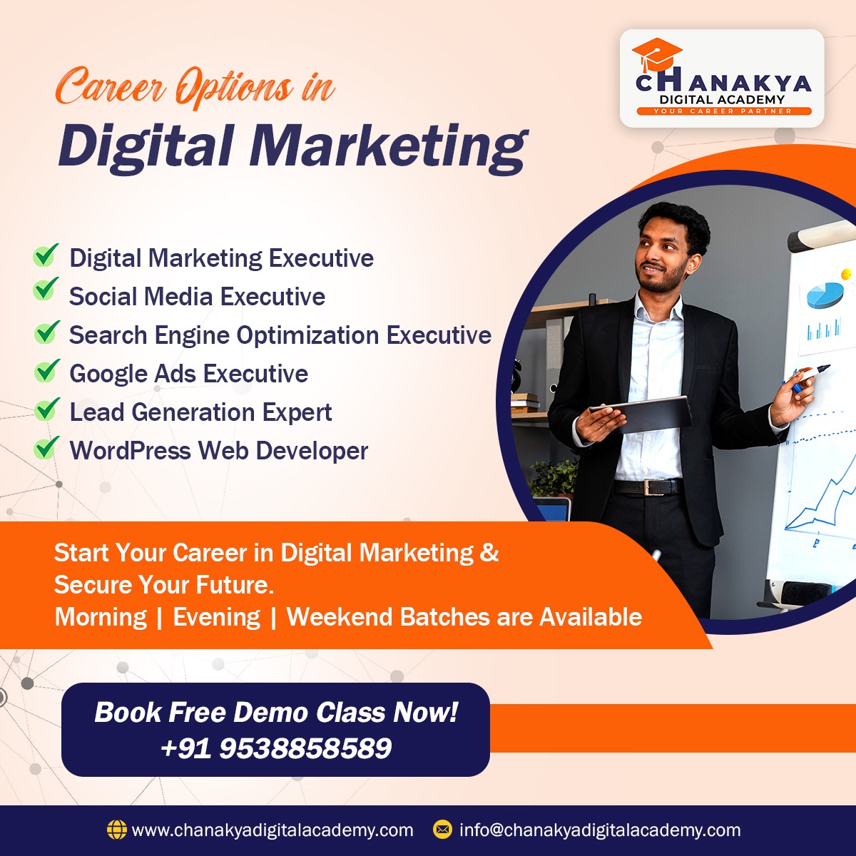 chanakyaacademi's tweet photo. Career Options in Digital Marketing...!
#DigitalMarketingExecutive
#SocialMediaExecutive
#SearchEngineOptimizationExecutive
#GoogleAdsExecutive
#LeadGenerationExpert
#WordPressWebDeveloper

Start Your Career in Digital Marketing &amp; Secure Your Future. https://t.co/DpEZ6MIraW