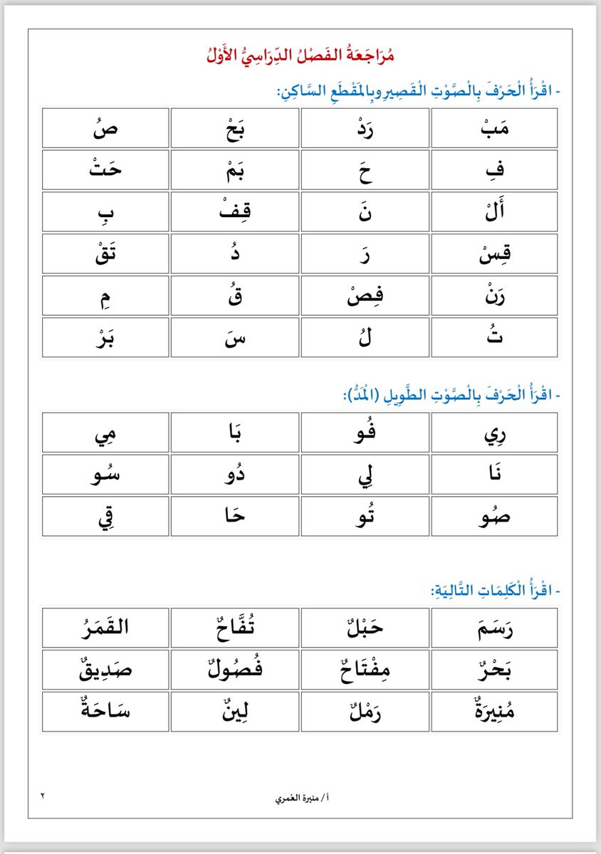 mnor3650's tweet photo. ورقة عمل لمراجعة ماتمت دراسته من حروف الفصل الدراسي الأول ترسل للاهالي ويتم تقييمهم خلال هذا الأسبوع إن شاءالله 👇🏻 https://t.co/tTJqIytBlh