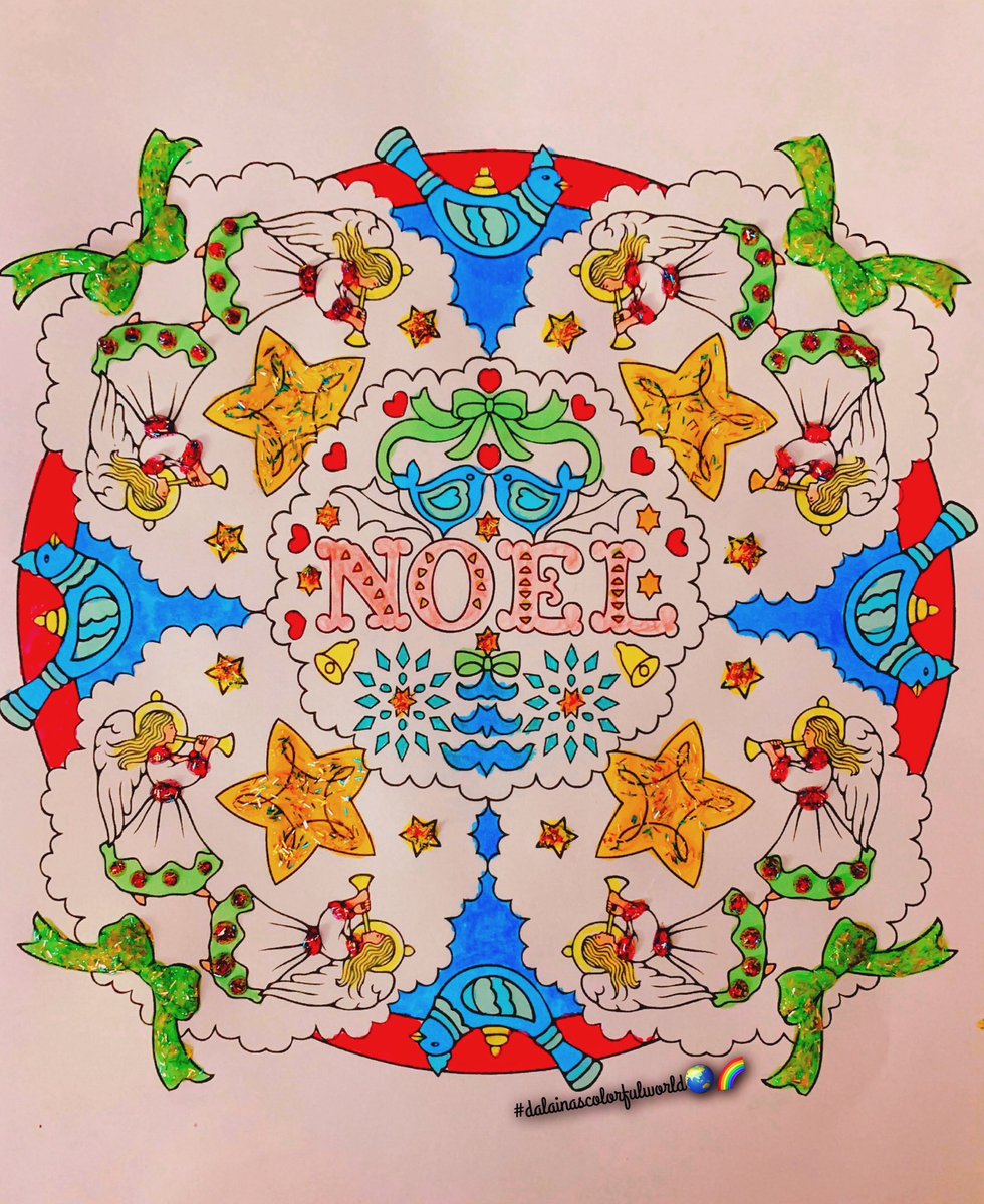 bonbonsandbooks's tweet photo. • Done ✔️ from the book #christmasmandalas
• Book is by #creativehavenbooks
• Using #temumarkers & #stickles glitter pen 🖊️ #adultcoloring #dalainascolorfulworld 🌏🌈 #creativehavencoloringbook https://t.co/pMJdKB6Lvp