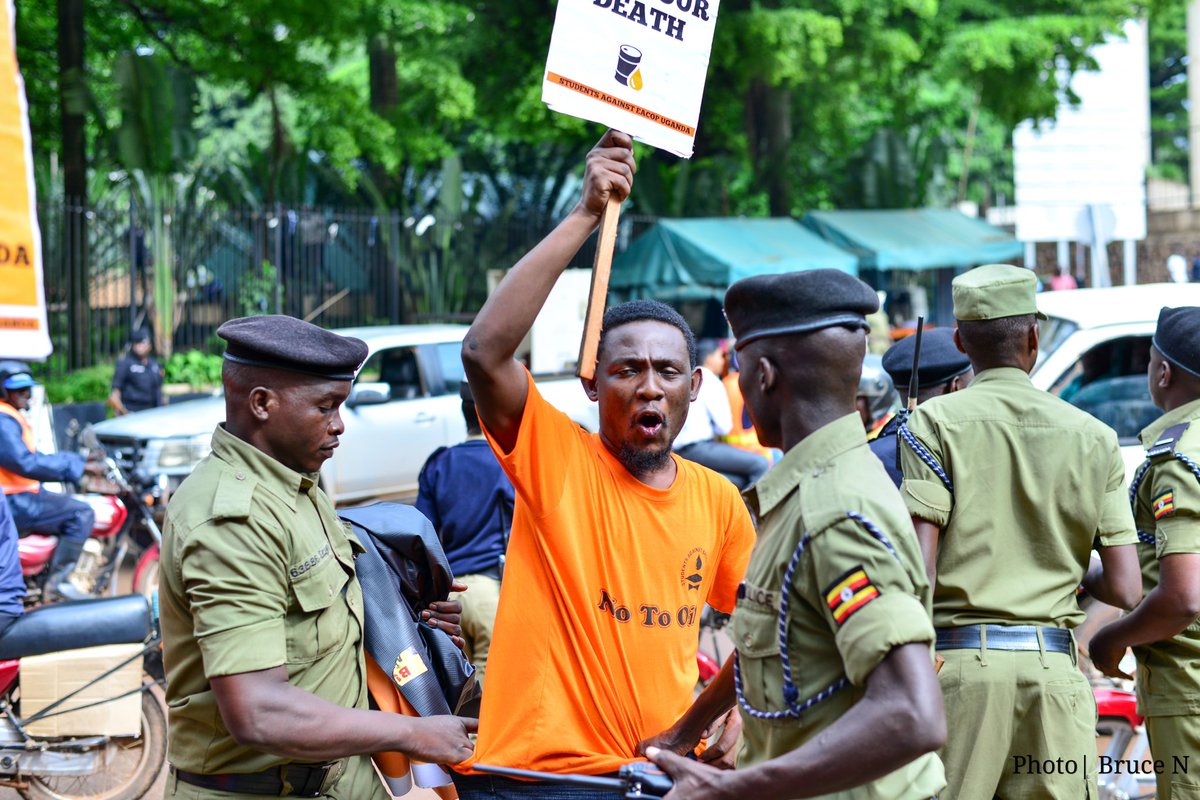 7 students are currently detained at the Central Police Station for expressing their concerns in a non violent protest march at the parliament of Uganda demanding <a href="/TotalEnergies/">TotalEnergies</a> and Chinese <a href="/CNOOCUgandaLtd/">CNOOC Uganda Limited</a> drop EACOP. We condemn these Human Rights Violations.
