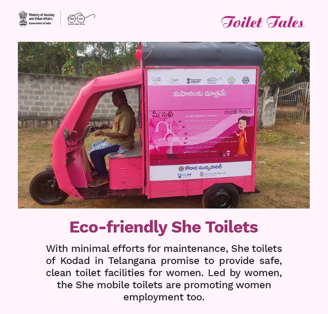 Sakaar4Bharat's tweet photo. Transforming lives in Kodad, Telangana!
@SwachhBharatGov introduces eco-friendly #SheToilets, empowering women with safe and clean facilities.
Sakaar extends its salutations for such a meaningful initiative!
#SwachhBharat #WomenEmpowerment #Cleanliness @narendramodi @MoHUA_India @swachhbharat @SwachhBharatGov #Sakaar