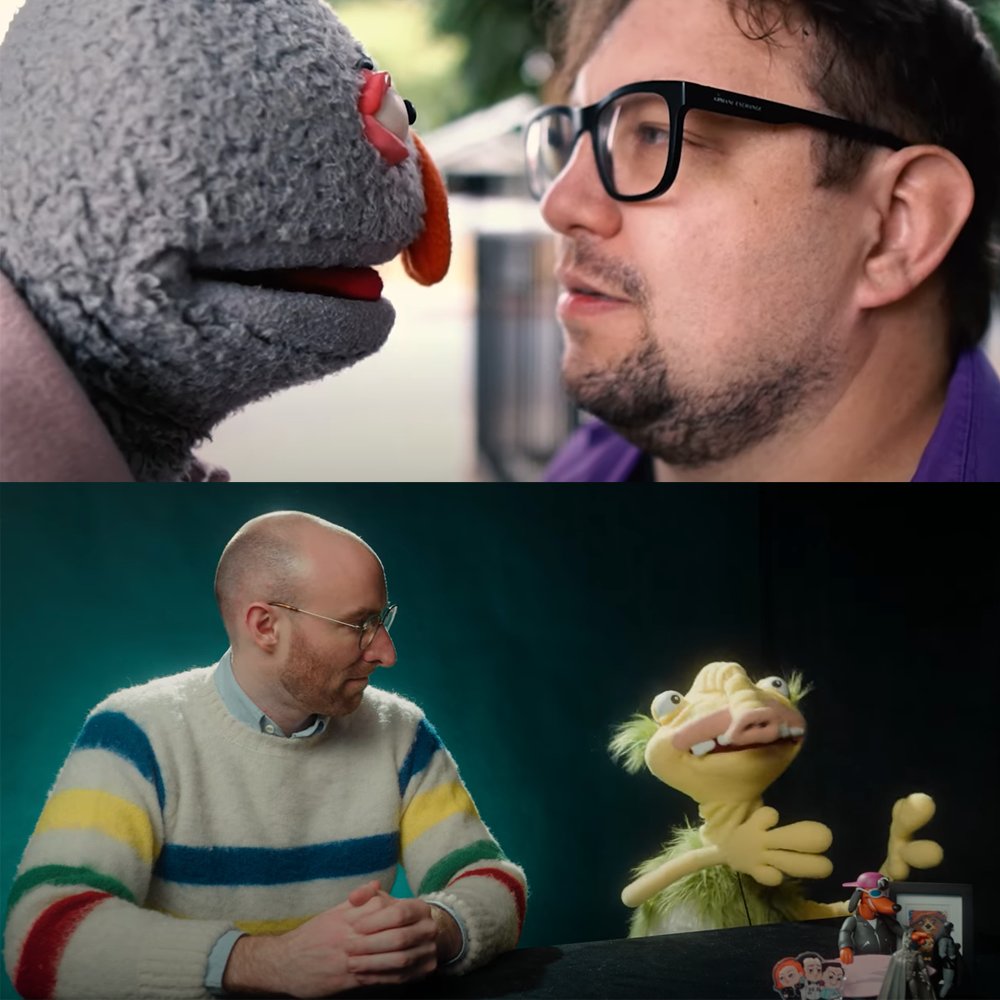 ModernMouseJosh's tweet photo. 2023 is the year that video essayists got Muppet sidekicks that they hate...or at least @patrickhwillems and I did. 

Anyhow @barryunderurbed is a little jerk and he's mean to me and he sold me really weird drugs. https://t.co/XxmvKT3ahO