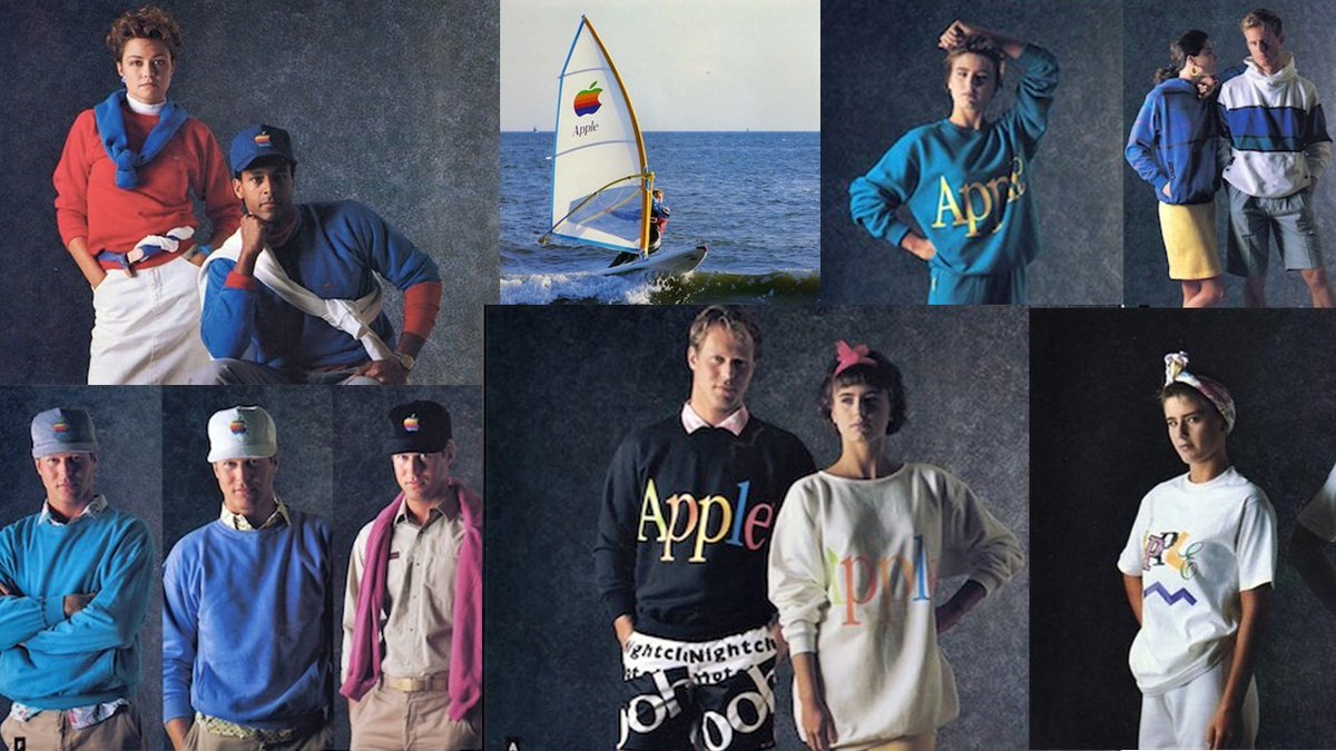 SakicTea's tweet photo. 🚁 Apple once had a clothing and lifestyle line called "The Apple Collection." It featured Apple-branded clothing, accessories, and even a sailboard. The line was short-lived but remains a quirky chapter in Apple's history. #AppleCollection #TechFashion https://t.co/uLGJISydmt