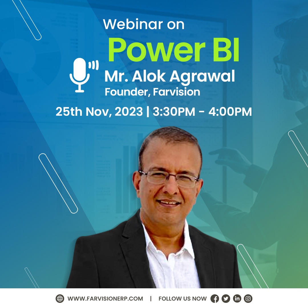 farvisionerp's tweet photo. 🌐✨ Dive into the Power of BI with Mr. Alok Agrawal, Founder of Farvision ERP! 🚀

🗓️ Date: November 25, 2023

🕒 Time: 3:30 AM - 4:00PM

[https://t.co/7Tz2y1iKnl] 📊💡 Don't miss this opportunity to elevate your understanding of business intelligence! #PowerBIWebinar https://t.co/pzCwSKG8Gw